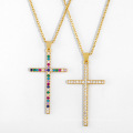 Shangjie OEM Cross necklace with colored zircons copper rainbow tennis necklace crucifix necklaces